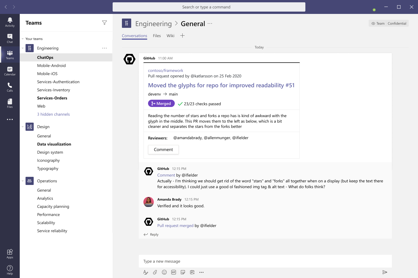 GitHub app for Microsoft Teams